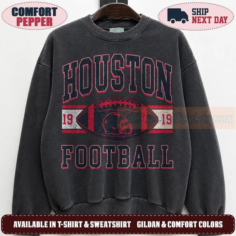 Houston 90s Retro Graphic Oversized Game Day Fan Sweatshirt HTXv99